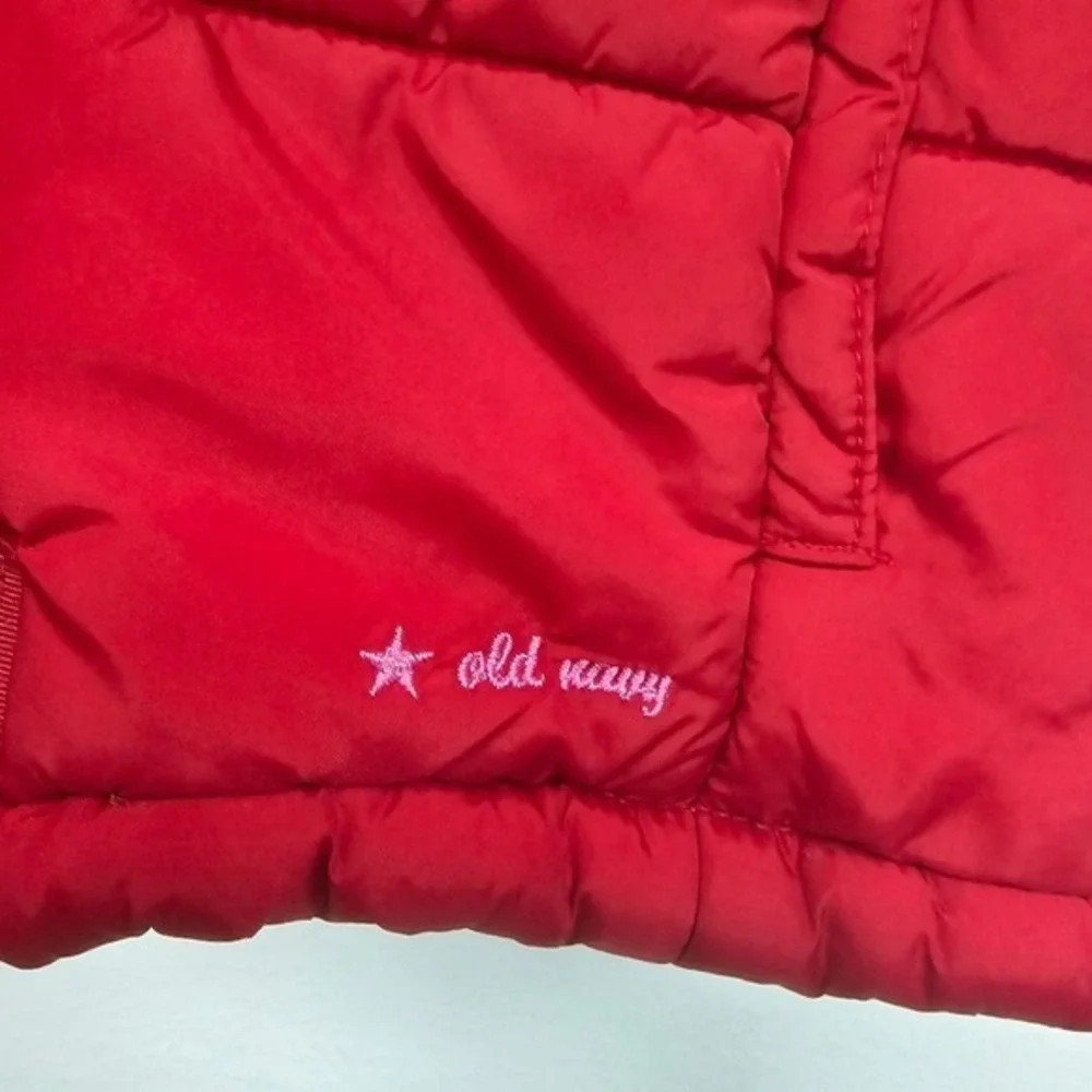 Old Navy Red‎ Puffer Winter Coat Fleece Lined Hood Toddler Girls 18-24m